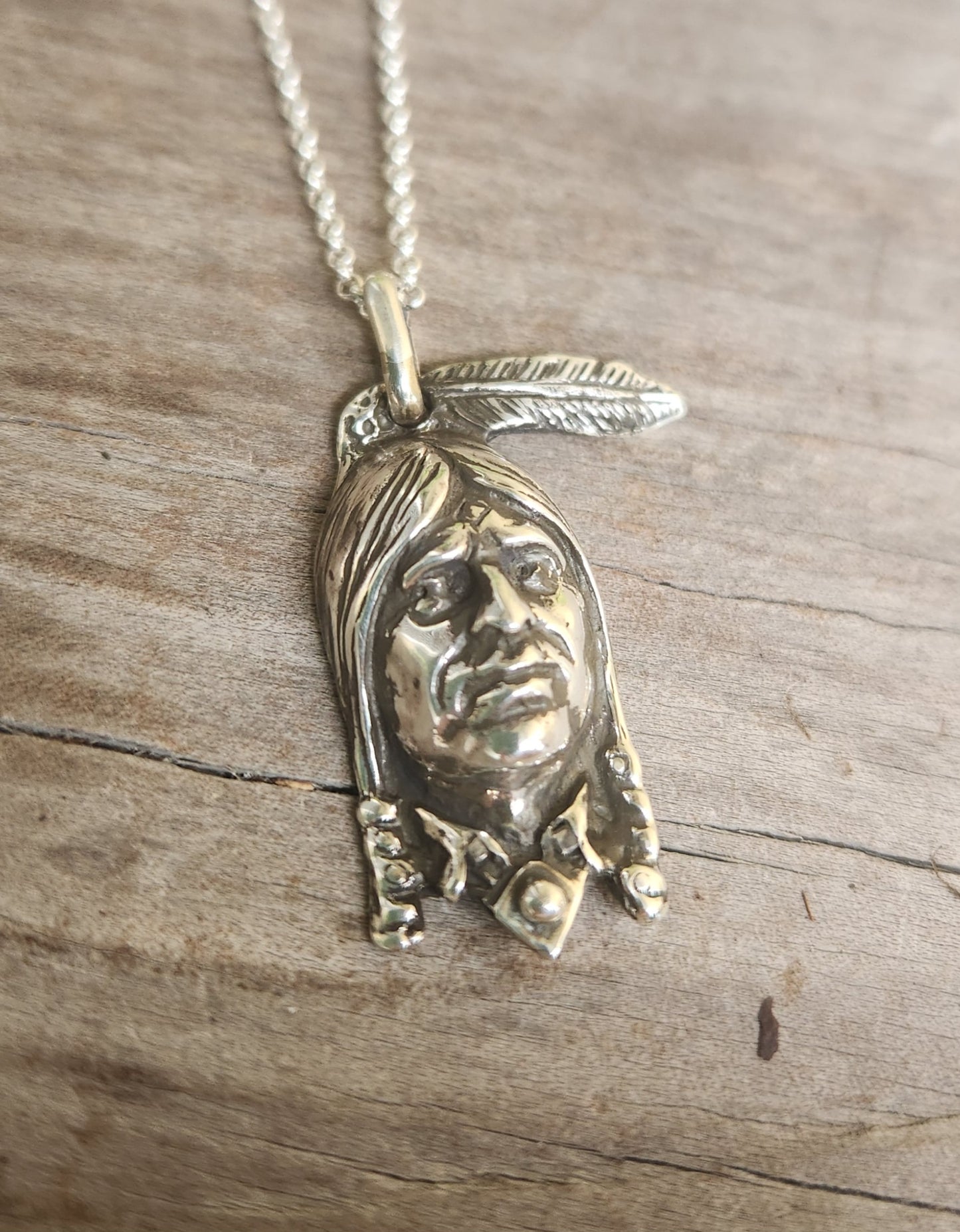 Indian chief pendant,925 sterling silver,native american