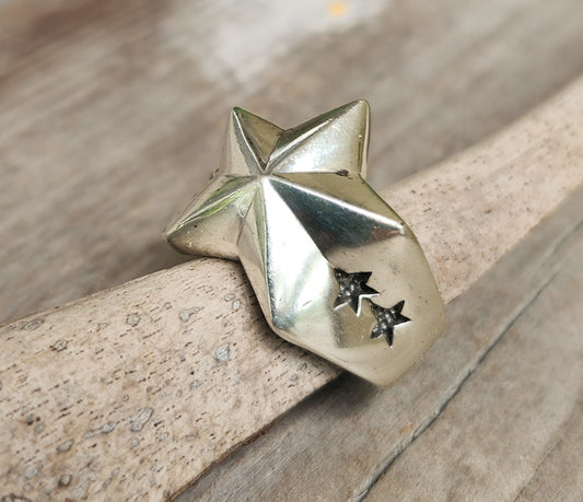 star caltex ring,925 Sterling silver caltex,flat star,5 pointed star,chunky,new age,