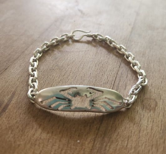 Crab chain bracelet,925 sterling silver,handmade,fisherman,marine jewelry,cancer zodiac