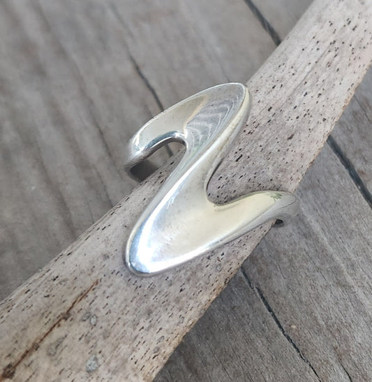 long silver ring,925 sterling silver,handmade,boho, alternative steampunk gothic art nouveau victorian