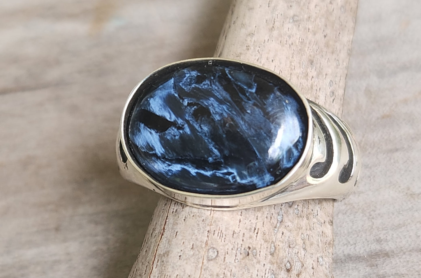 Pietersite ring,925 sterling silver,blue grey stone,mens ring,wedding dress ring, gemstone ring,unisex
