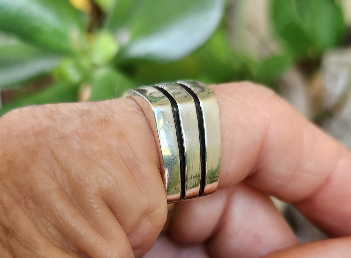 Heavy 13mm wide band, rectangle,925 sterling silver, heavy plain silver, handmade,ladies fashion,wide silver ring,flat top.