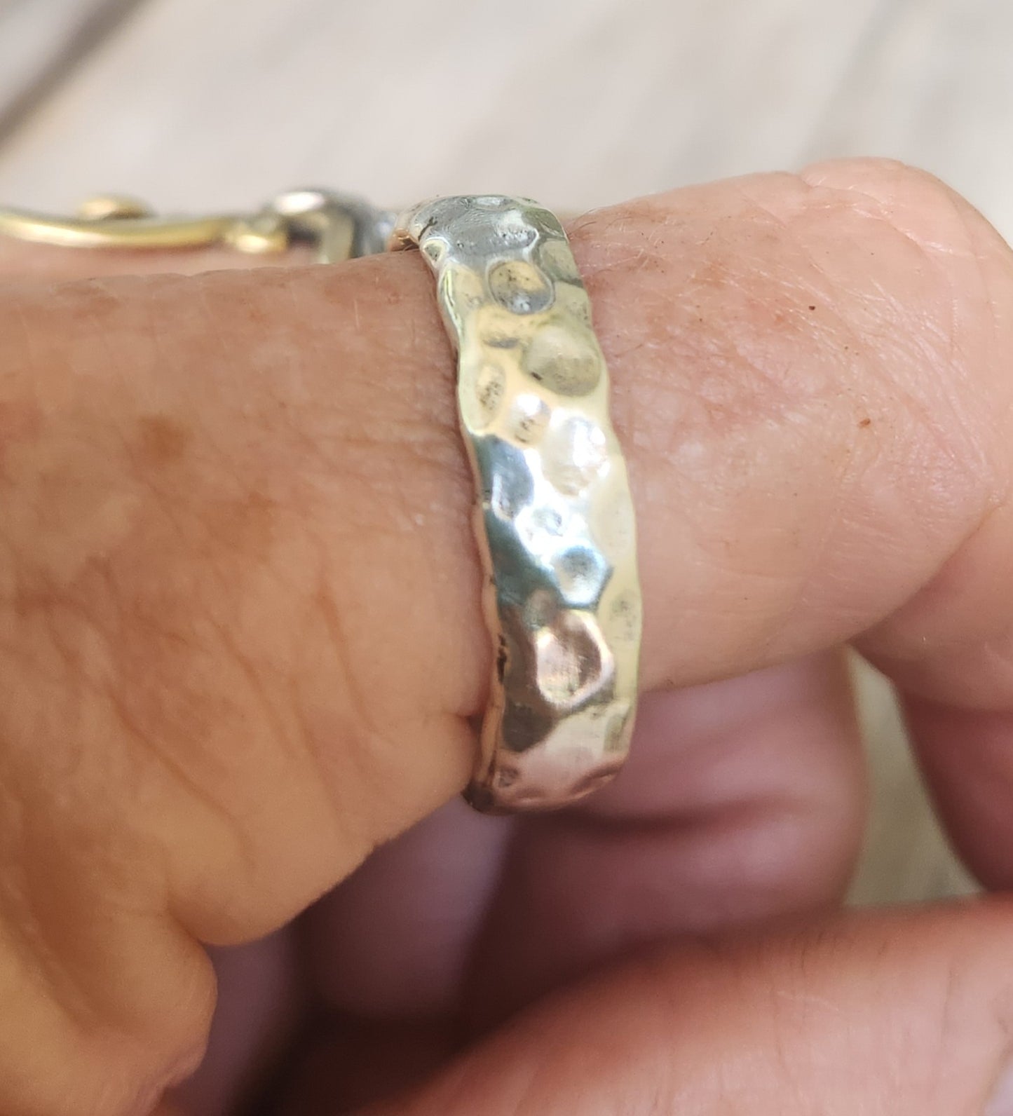 hammered rustic ring,925 sterling silver,5mm wide industrial, nugget wedding band