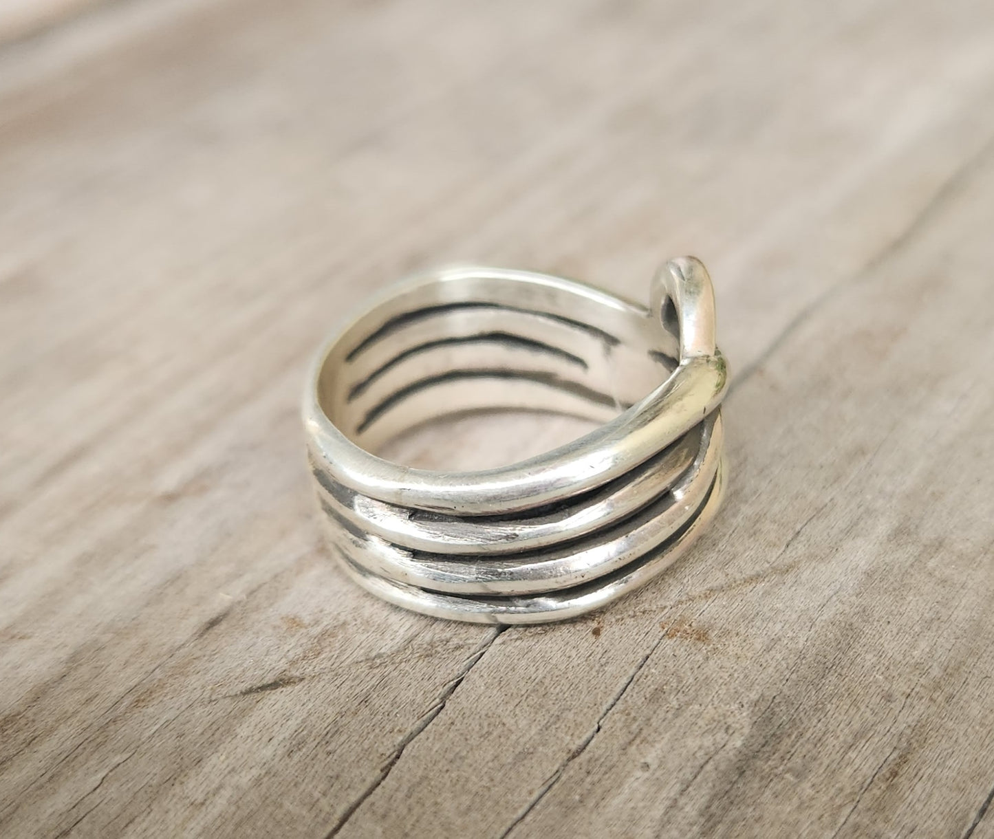 Heavy silver ring,925 sterling silver,10mm wide 4 band,