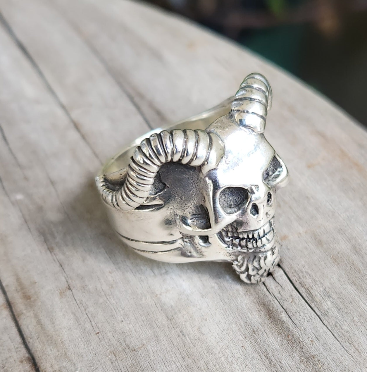 Goats skull ring,925 Sterling silver,goat skull,horn,tribal,indian,cowboy,country, western,ritual magic style,rockabilly,mens fashion,handmade