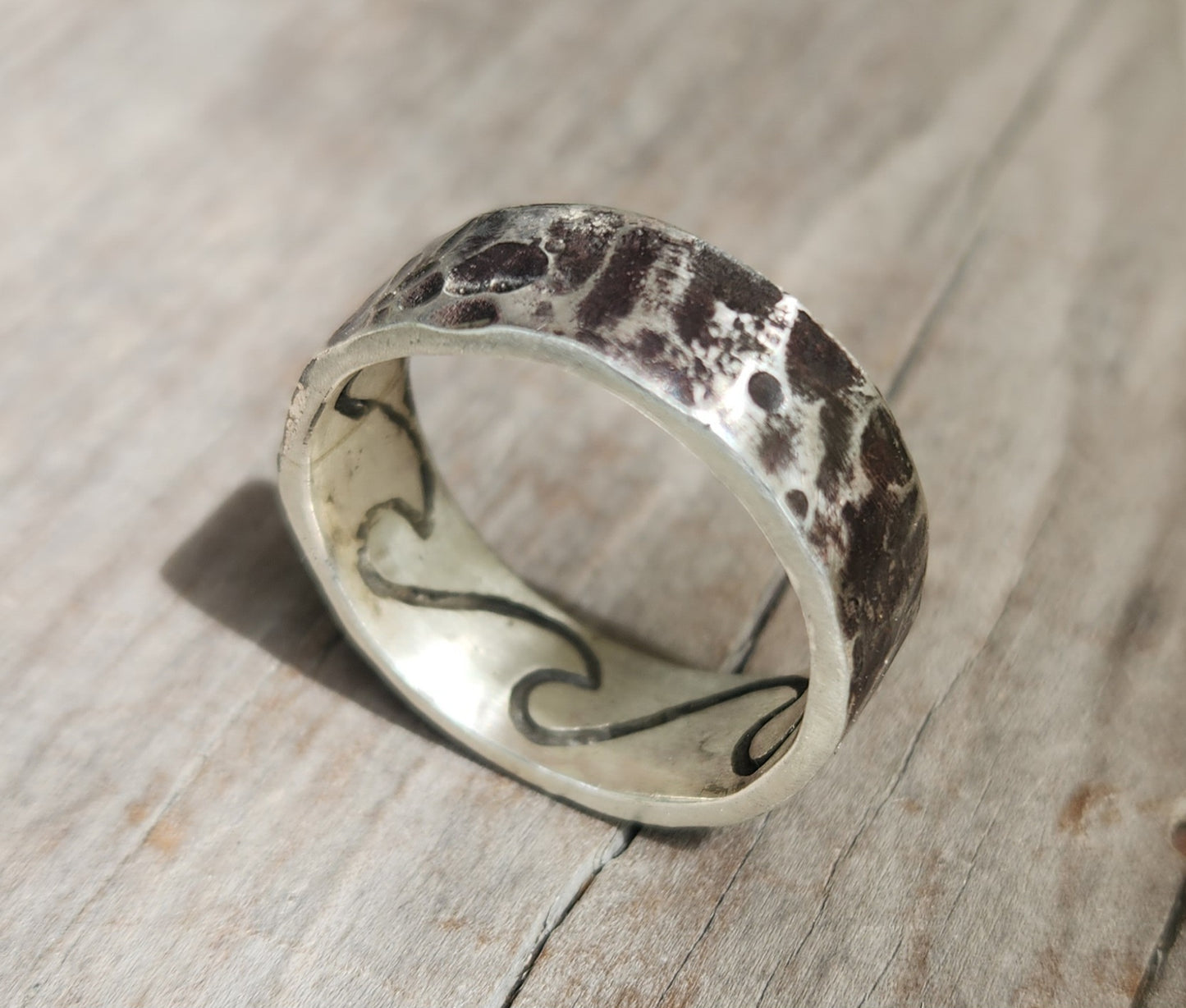hammered 9mm ring,925 sterling silver,handmade,size 15, nugget,rustic, steampunk,industrial band,wedding, dress ring