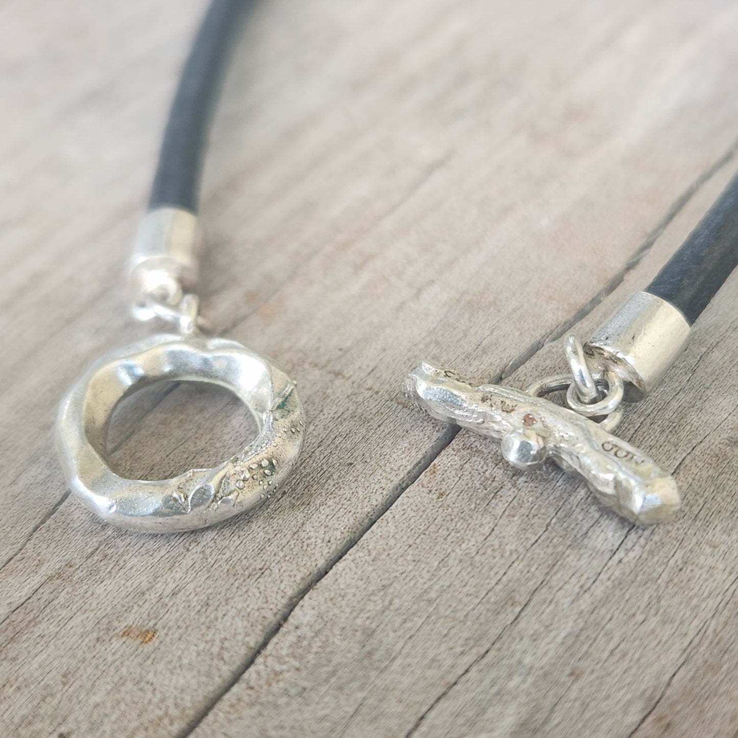 Silver and leather bracelet,925 sterling silver,silver fob bracelet