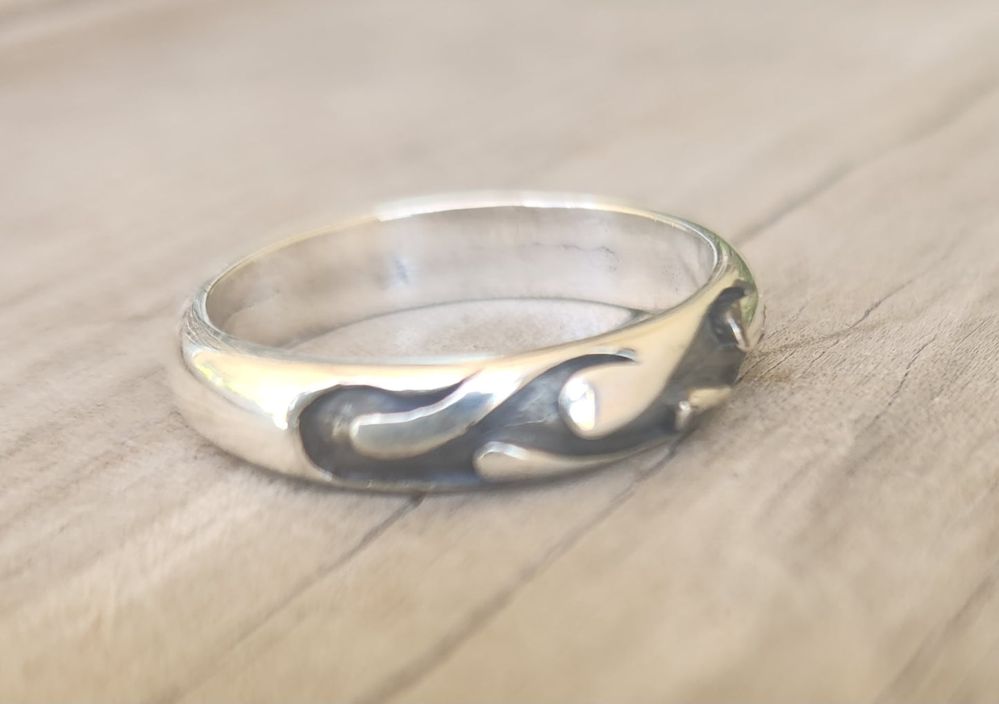 flame ring,925 sterling silver 5mm solid band,modern ornate ring,dress ring, wedding,rockabilly,hipster,handmade