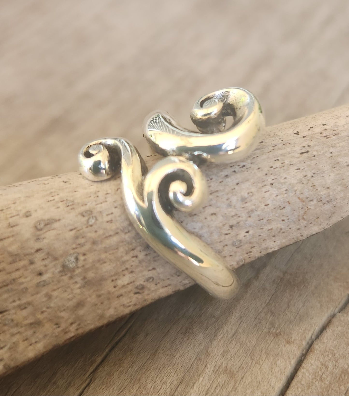 Long silver scroll ring,925 sterling silver,swirl ring,wedding,handmade,goddess,boho,steampunk gothic, art nouveau,deco,celtic,tribal,vintage