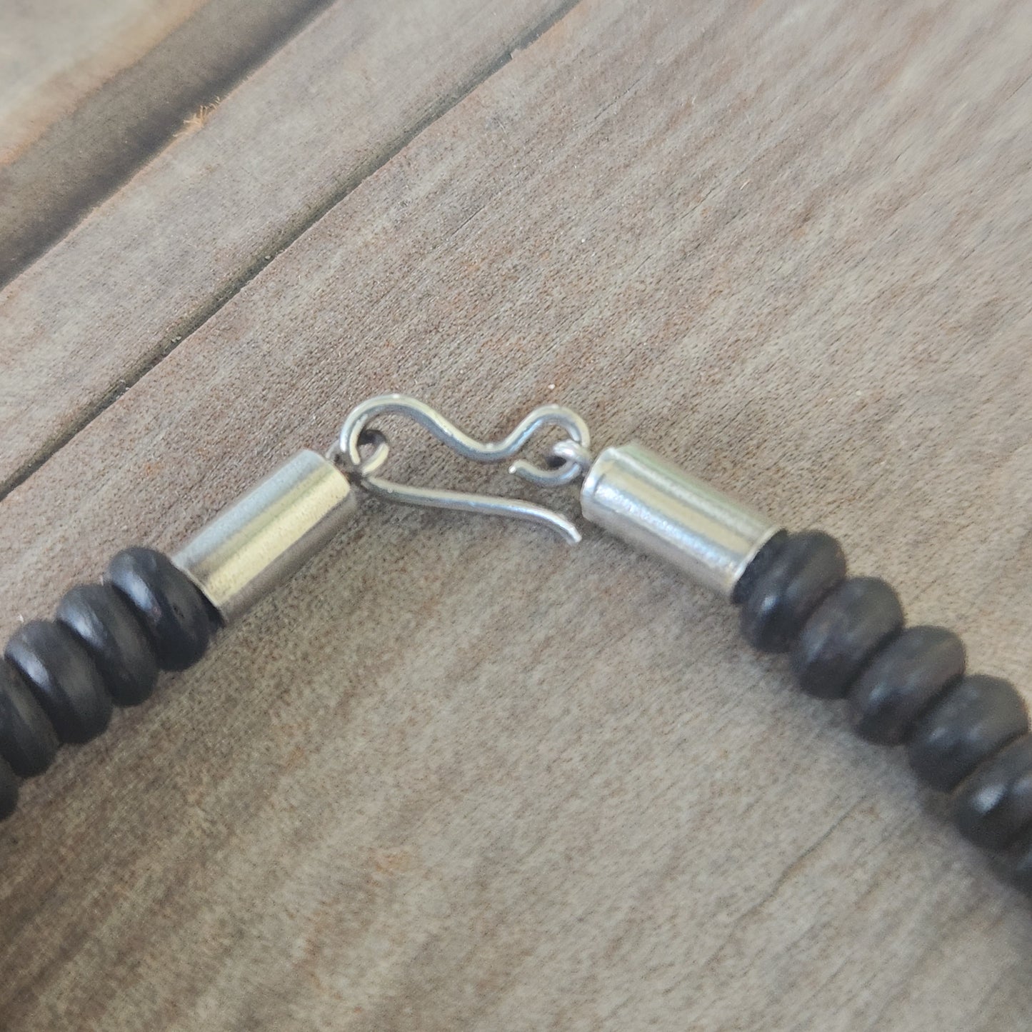 silver bead and wood bracelet,925 sterling silver,handmade coconut bracelet,boho,