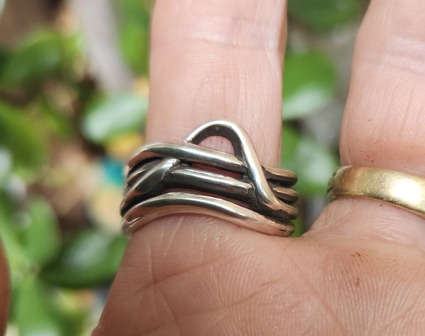 Heavy silver ring,925 sterling silver,10mm wide 4 band,