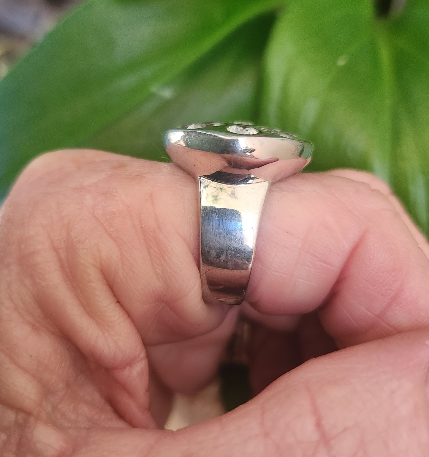 Large cz ring,925 sterling,multi stone,eye shaped cubic zirconia