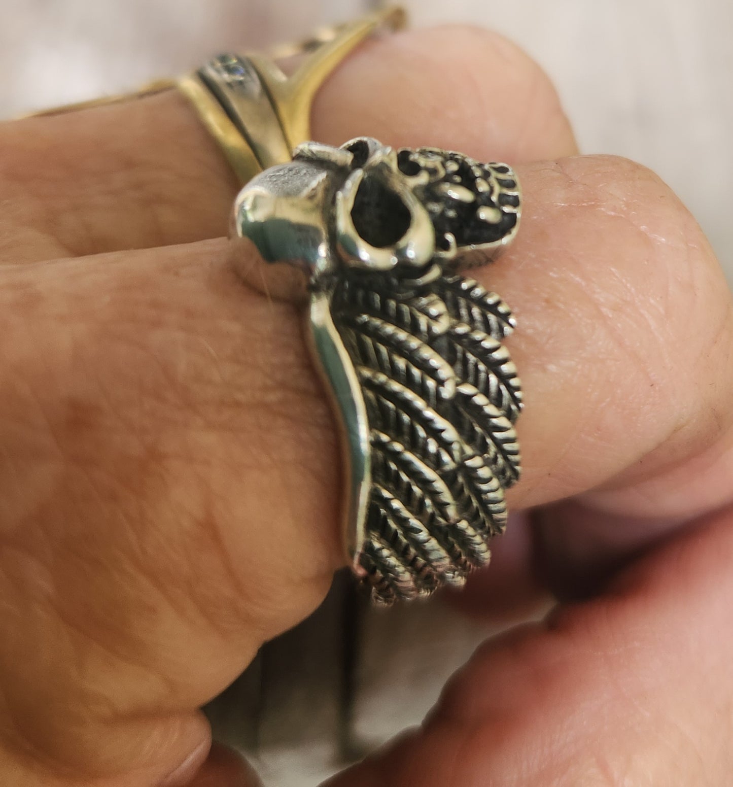 Skull winged ring,925 sterling silver, hells angel,unisex ring ,steampunk,vampire gothic, punk, solid sterling silver,heavy,hipster