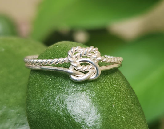 Small Knot ring,Double love knot,925 sterling silver,dainty,fine twisted knot,handmade,