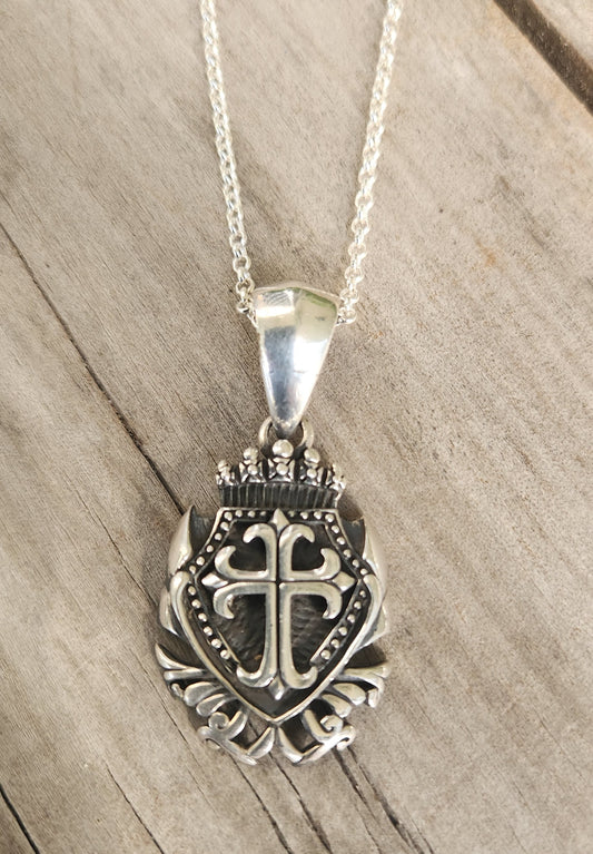 Cross pendant,925 sterling silver, medievil sheild,gothic ,punk,hipster,vintage,unisex,handmade,mens fashion,rockabilly,boho,grunge