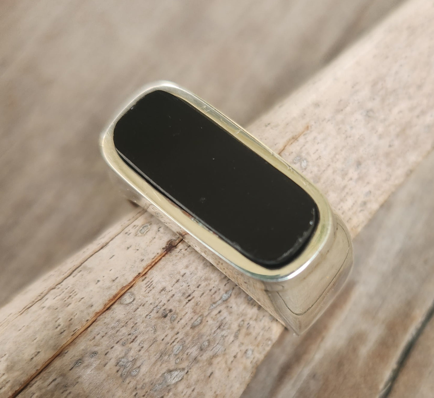 Large Rectangle ring,black acyrlic ring,sterling silver,chunky,handmade,Micheal Hutchence inxs