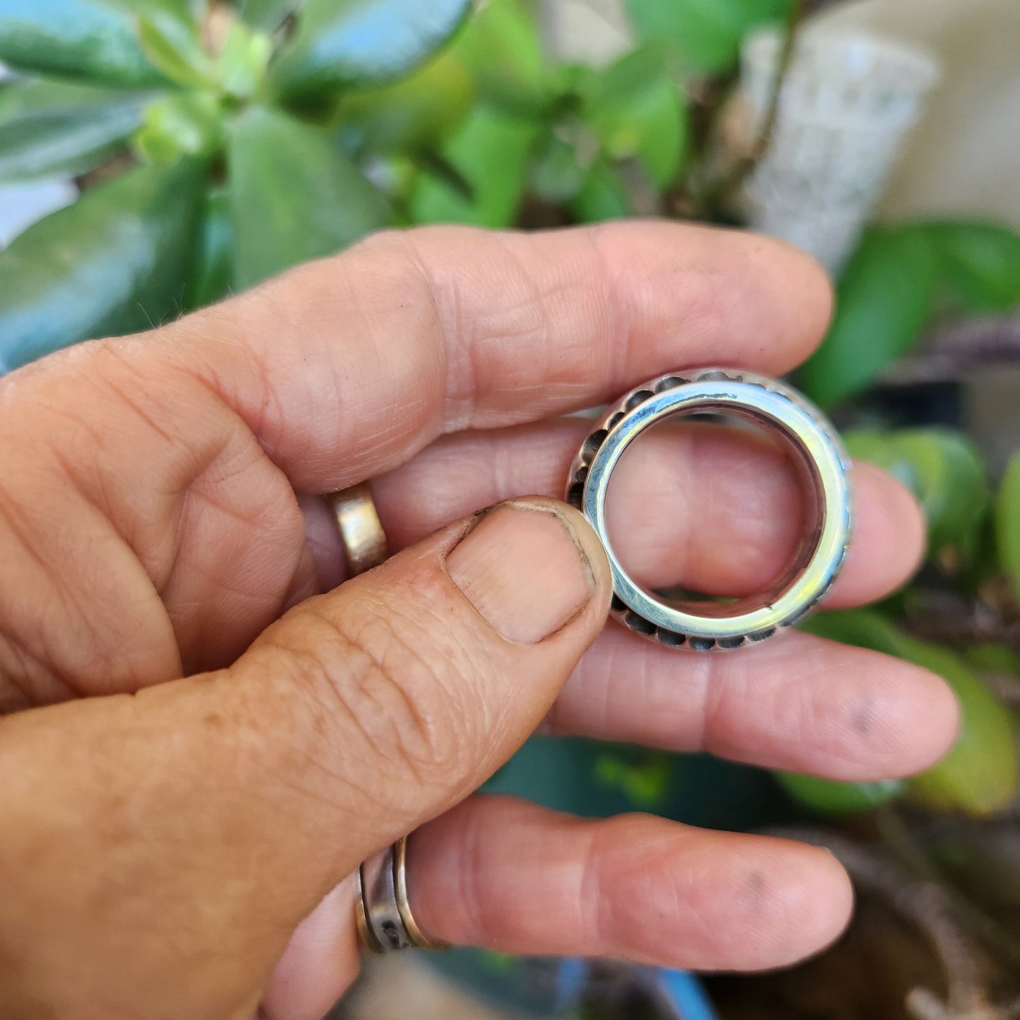 Heavy wide band, nugget,925 sterling silver,handmade,11 mm  hammered,rustic,industrial,steampunk wedding, dress ring