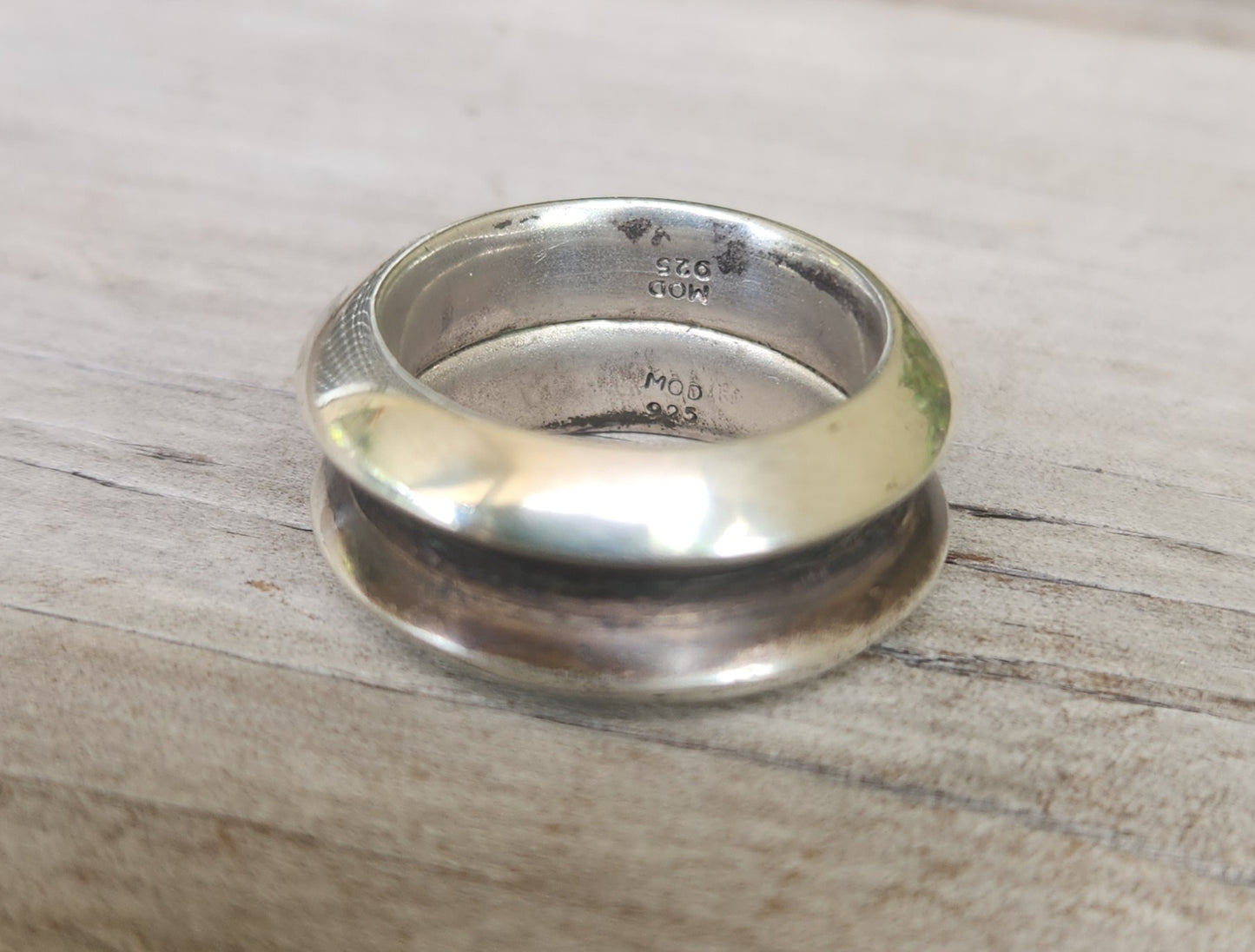 Triangle 13mm ring,double solid sterling silver band,thick, wedding dress ring
