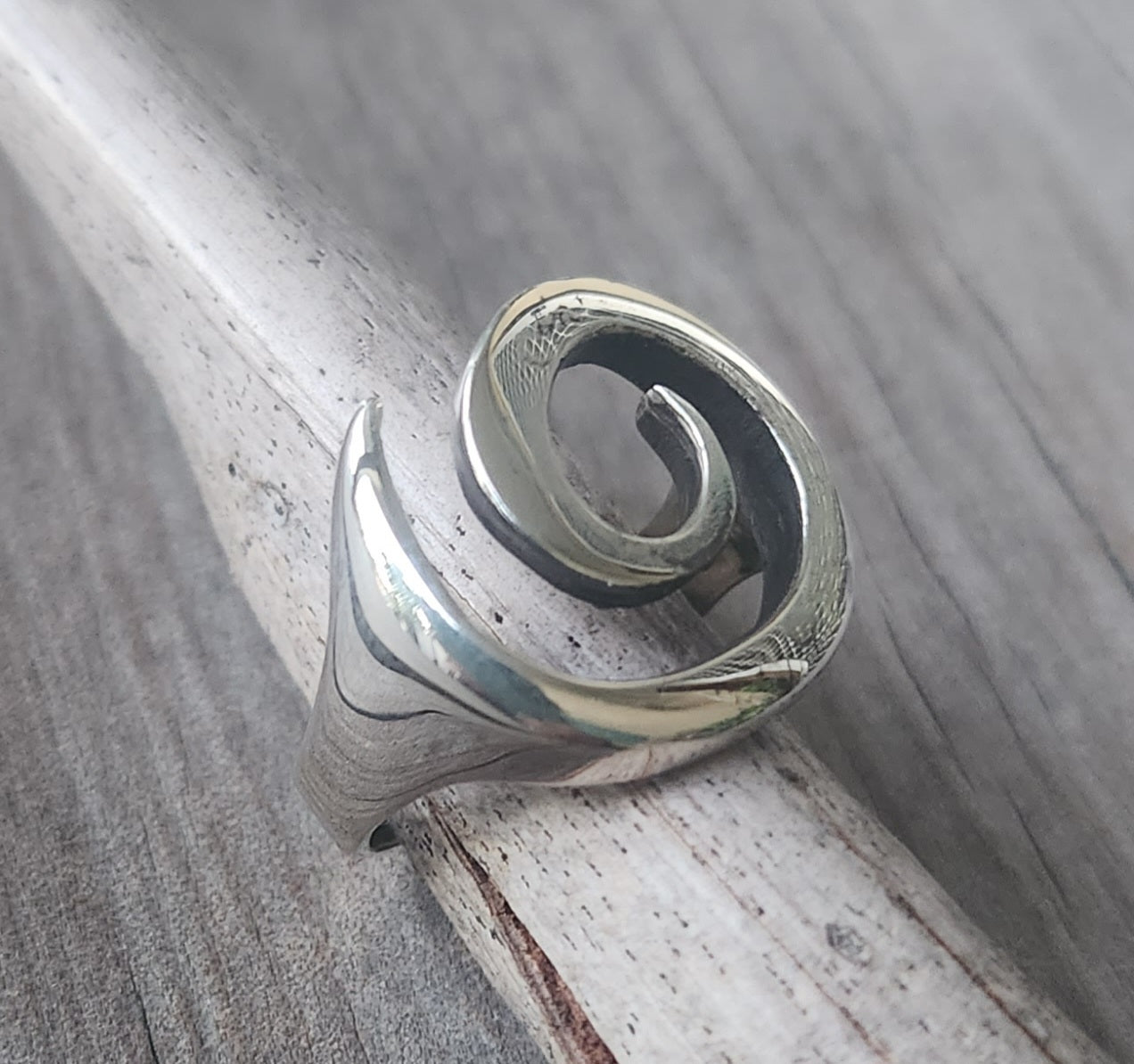 Swirl ring,Sterling silver,chunky ring,handmade,boho,goddess, steampunk,gothic,art nouveau celtic,tribal,gypsy,spiral,maori koru