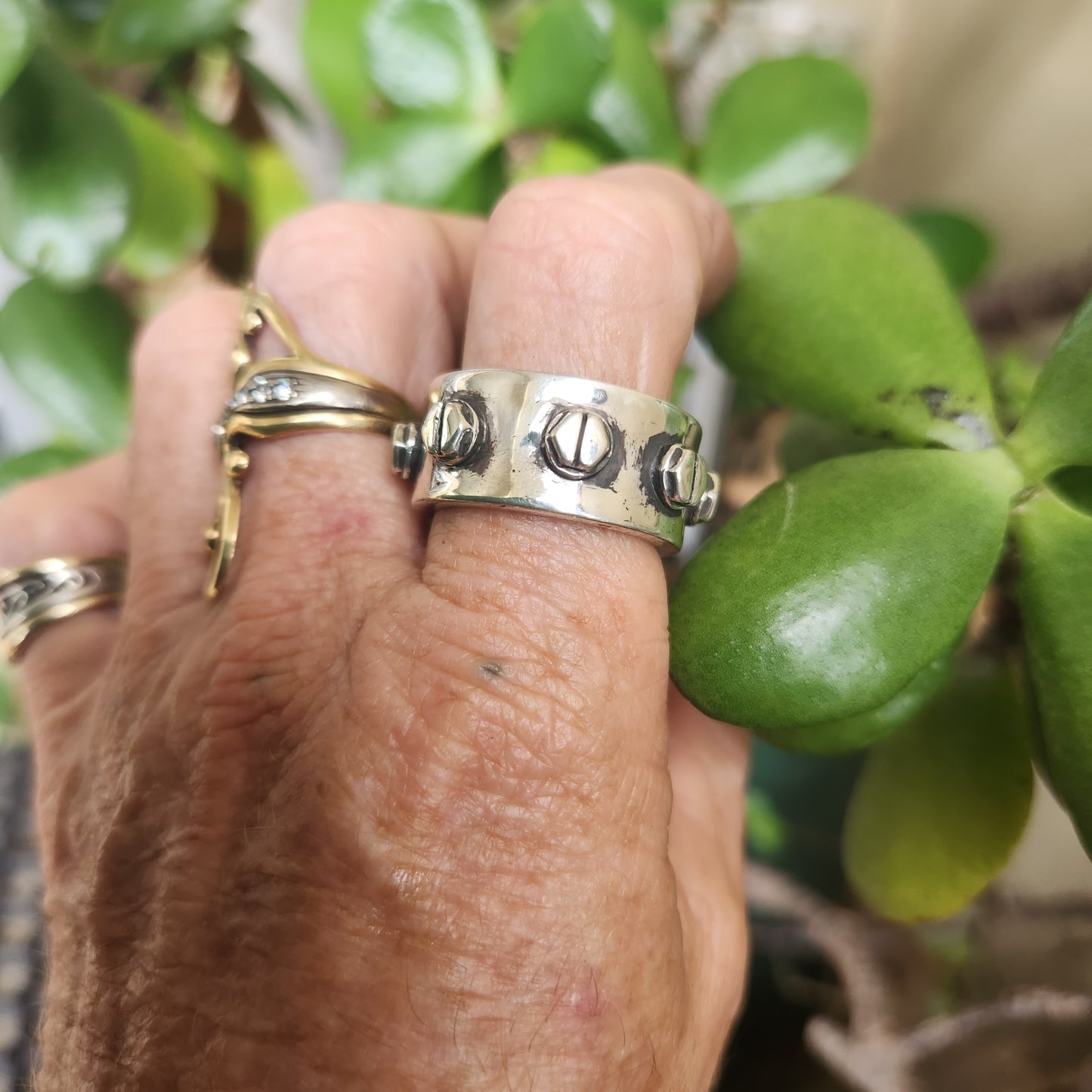 Rustic mechanic screw ring,925 solid sterling silver,16 gms industrial,chunky ring,mechanic, nugget,men's fashion,steampunk,handmade,rockabilly,hipster