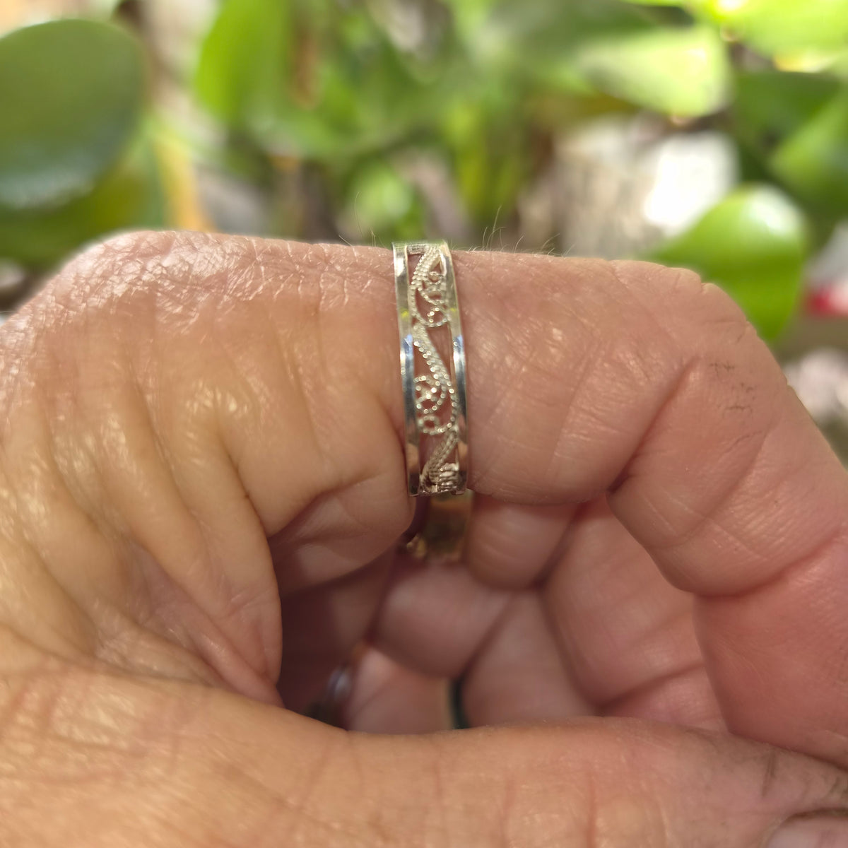 Silver filegree ring,925 sterling silver band,vintage stackable band,boho,goddess,wedding