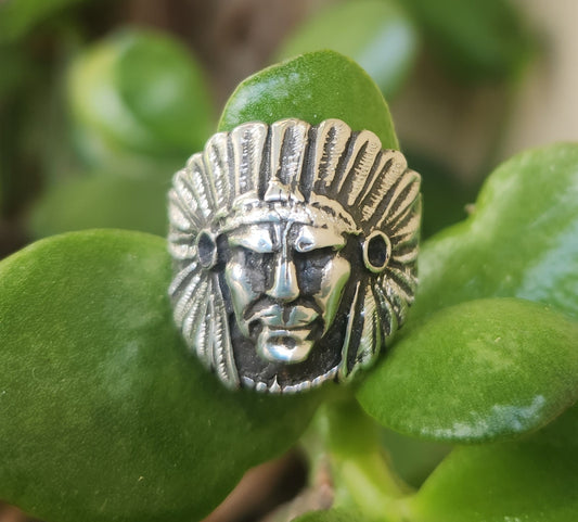 Indian chief ring,925 sterling silver,tribal,handmade silver,boho,ethnic,Indian face,