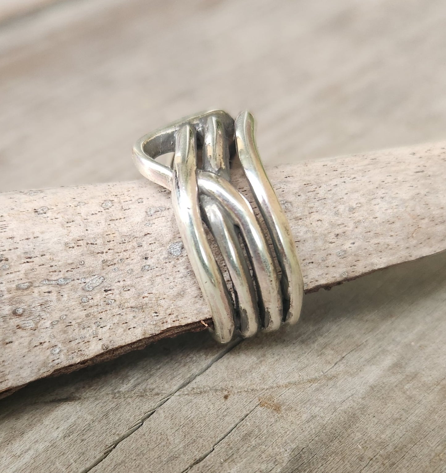 Heavy silver ring,925 sterling silver,10mm wide 4 band,