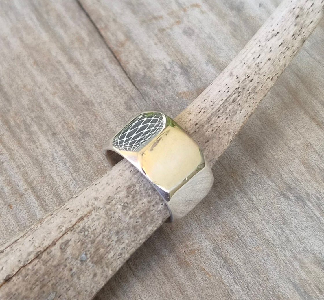 Wide octagonal ring,12mm,sterling silver band