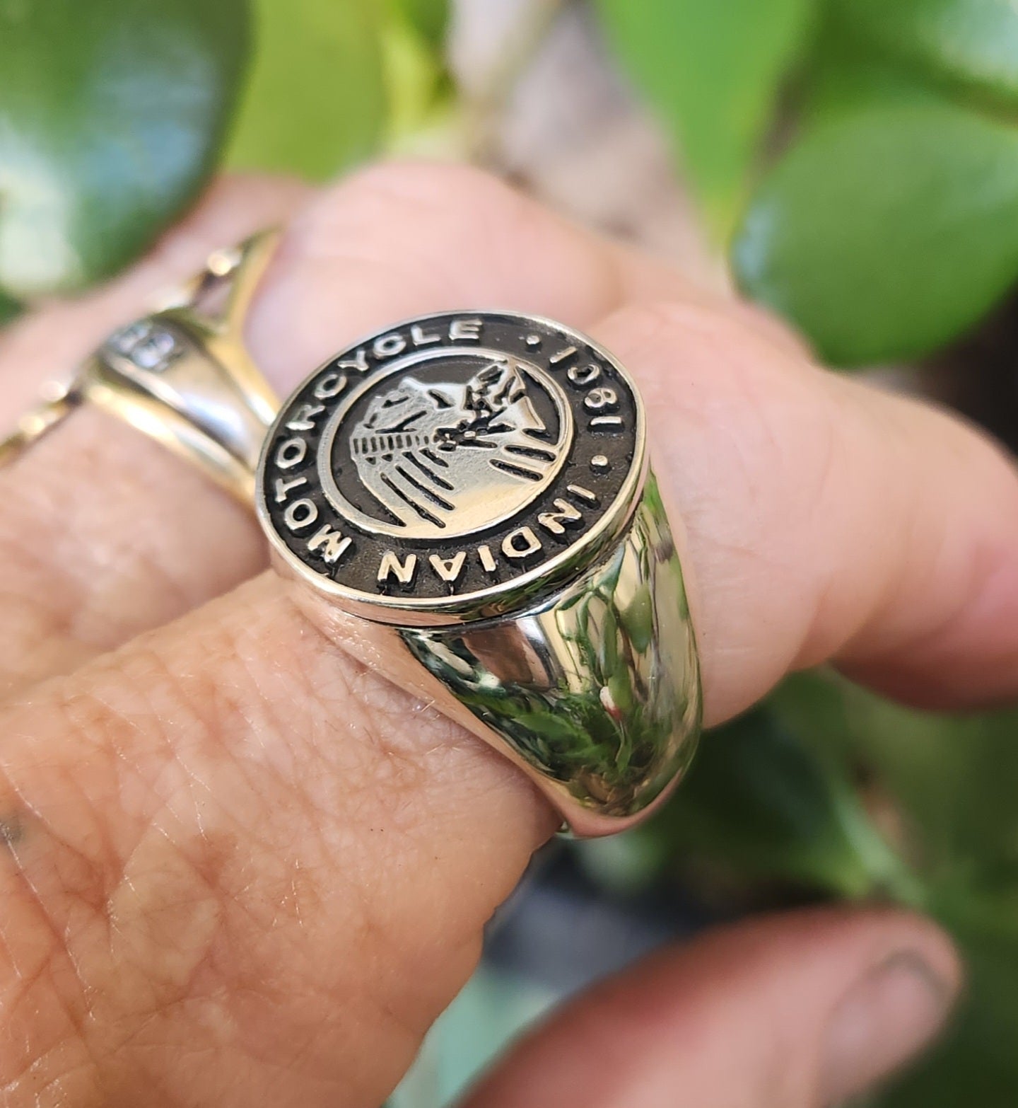 Large Indian ring,vintage,sterling silver,large signet,biker wedding band,unisex,handmade,motorbike,