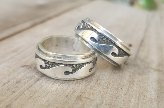 Wave surf ring,925 sterling silver,heavy solid band,surfer,ocean wedding ring,diving,sailor,ski,snorkling,windsurfing