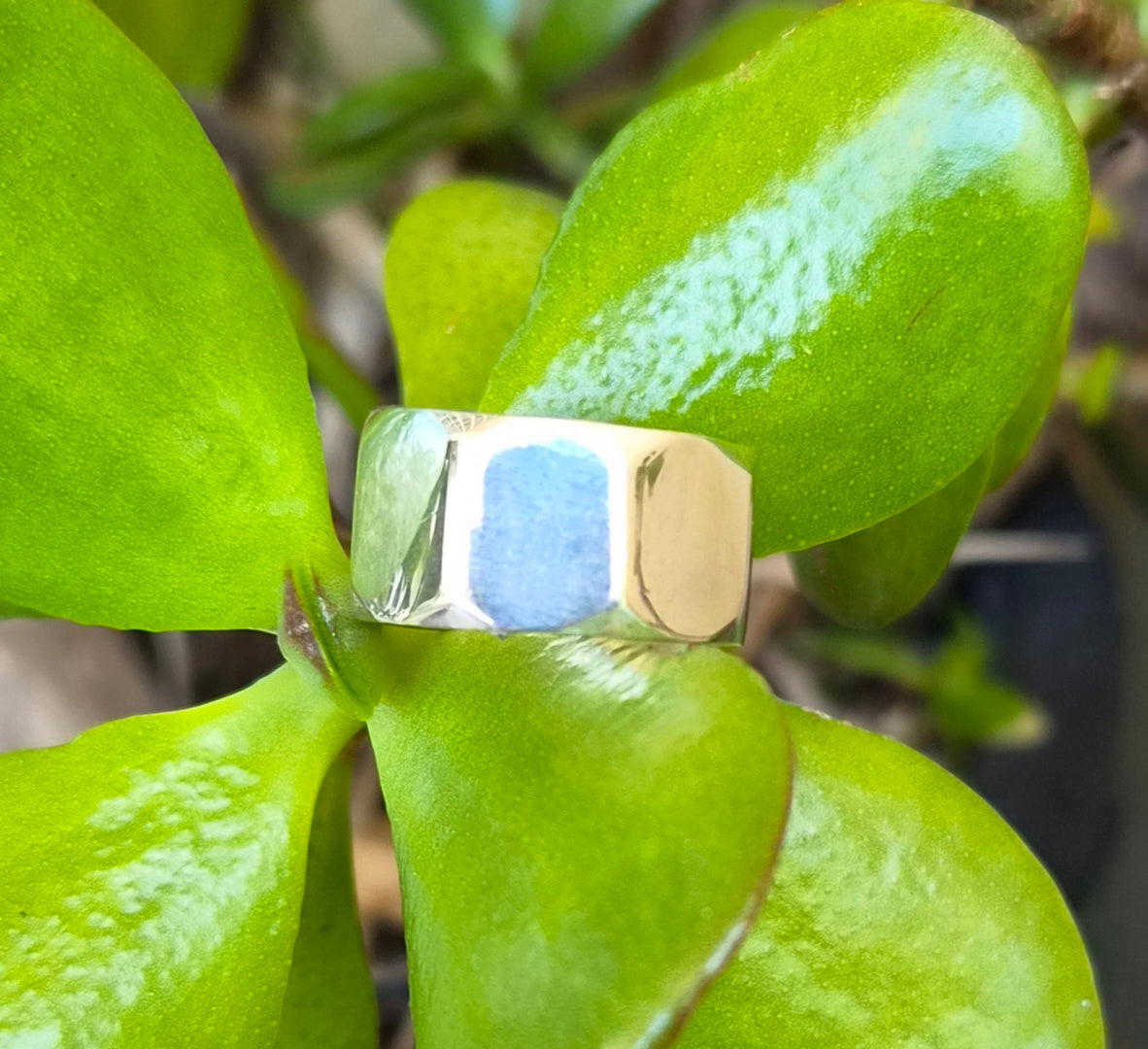 Wide octagonal ring,12mm,sterling silver band