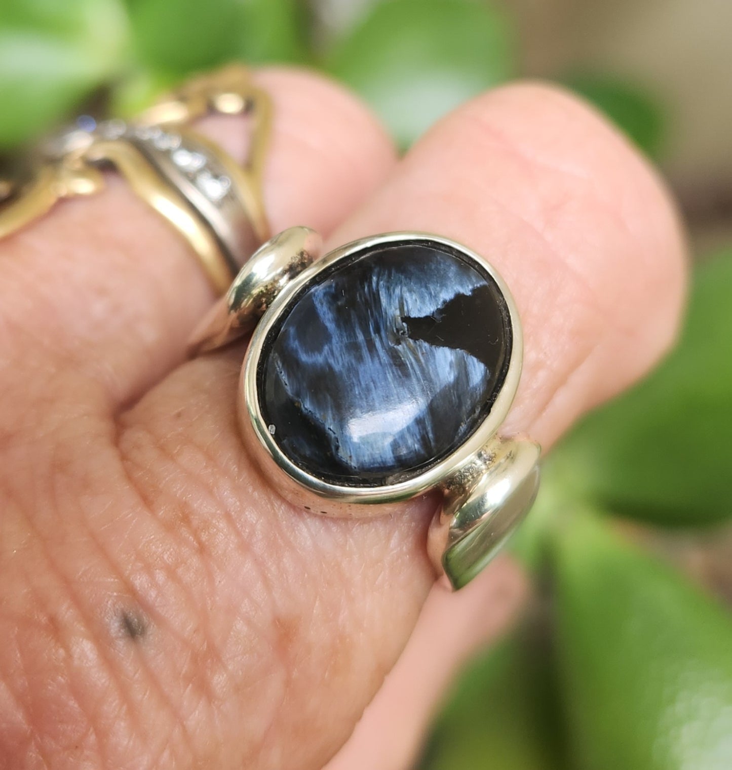 Pietersite ring,925 sterling silver,blue grey stone,mens ring,wedding dress ring, gemstone ring,unisex