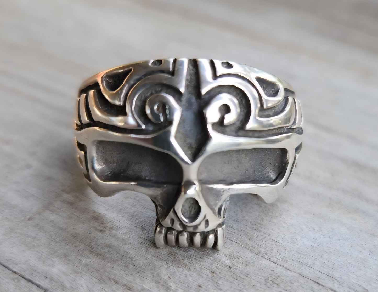skull ring,925 sterling silver,tribal skull steampunk gothic punk, pirate,handmade,Celtic,skeleton,