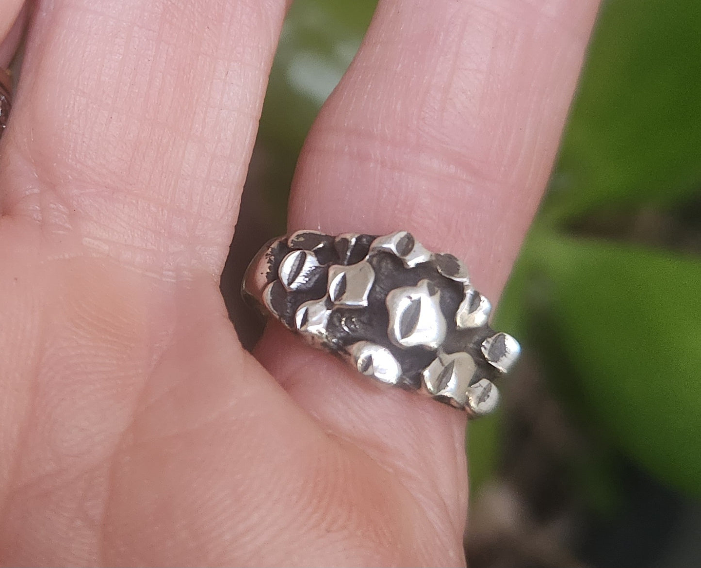 Small Nugget hammered ring,925 Sterling silver,rustic band