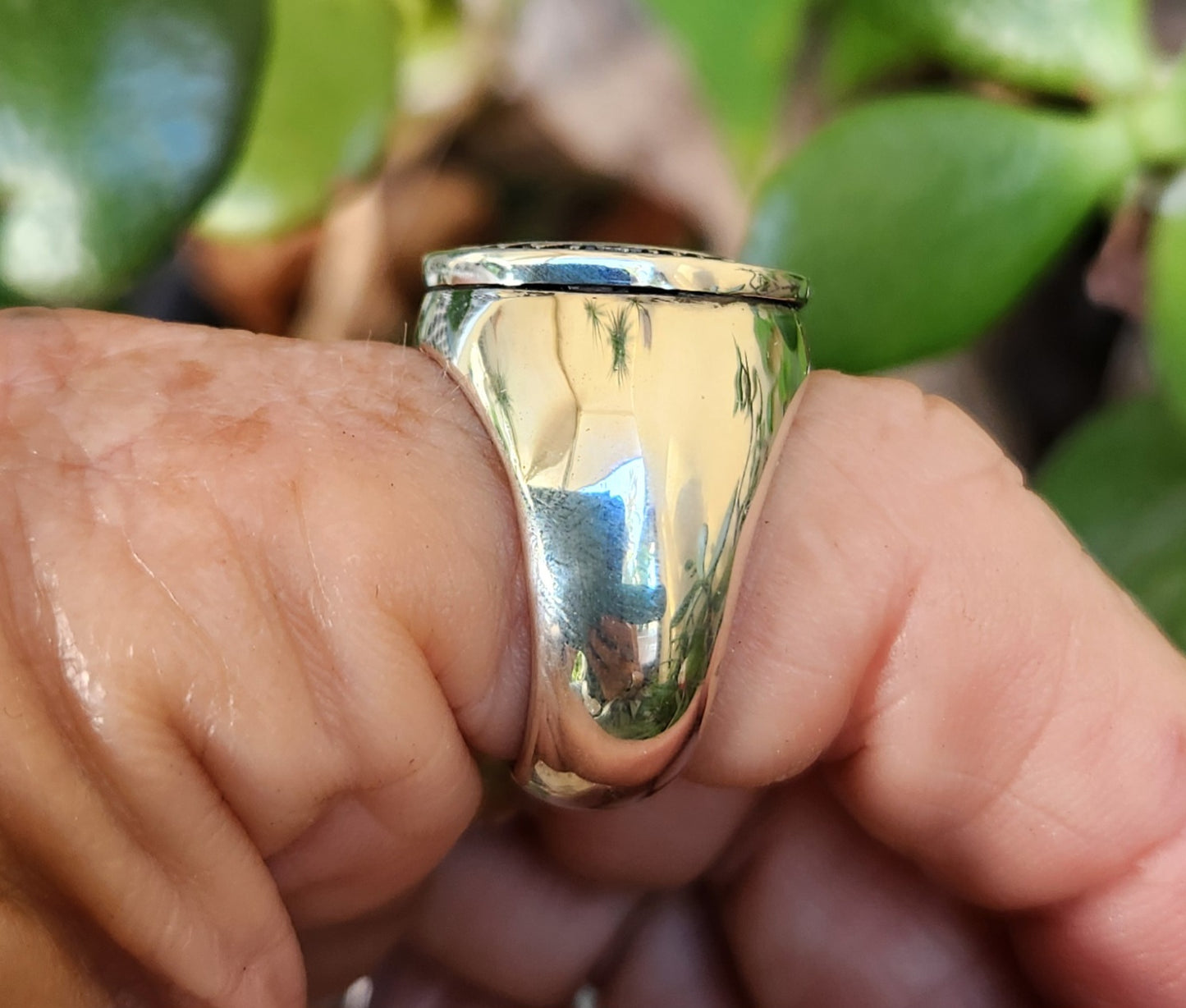 Large Indian ring,vintage,sterling silver,large signet,biker wedding band,unisex,handmade,motorbike,