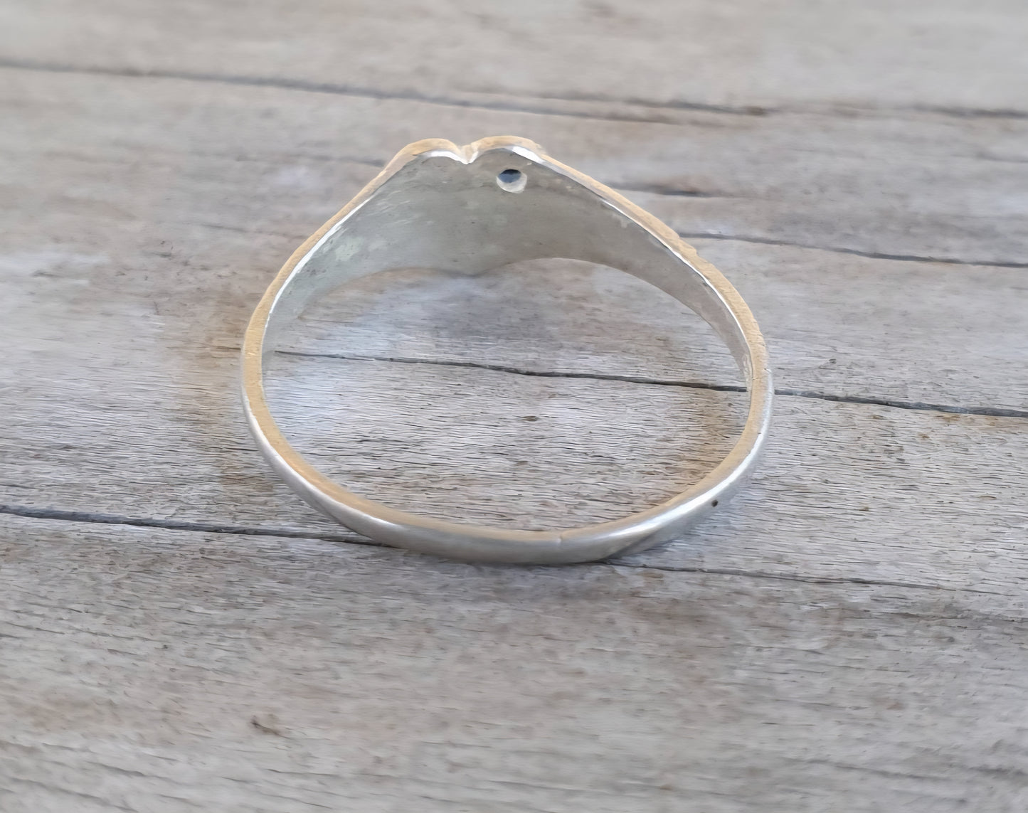 Signet sapphire heart ring,sterling silver,tiny heart,engraved signet,pinkie signet,girls signet ring,heart signet