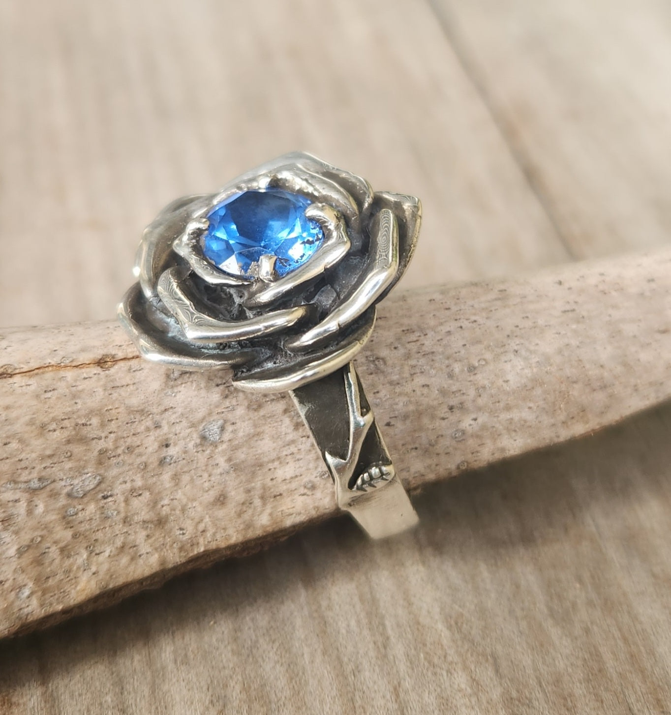 Large rose cz ring,925 sterling silver,steampunk,gothic, art nouveau, victorian antique flower,boho,handmade