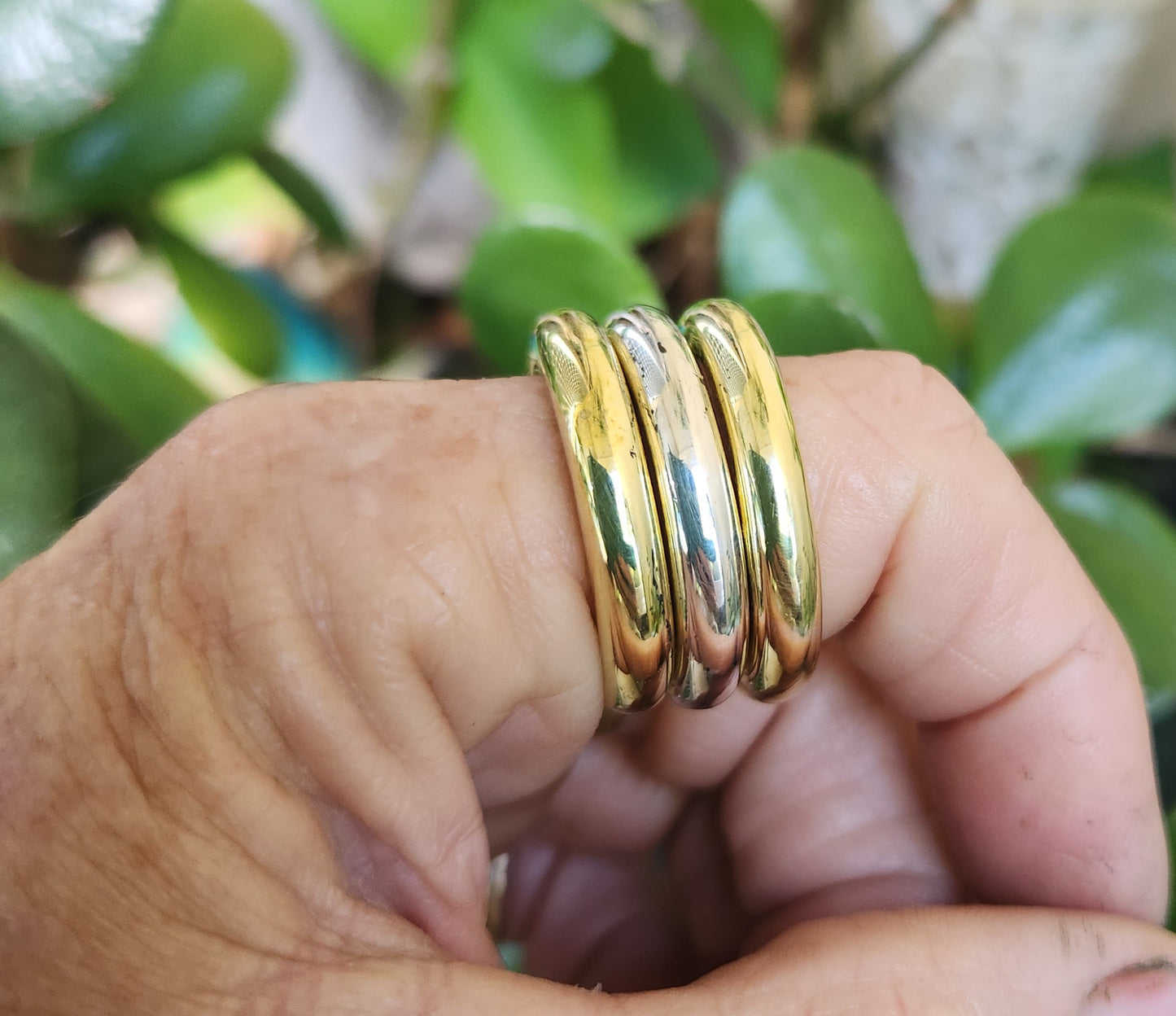 Gold 5mm halo stacker ring,gold coloured brass band,chunky heavy band,handmade,boho,goddess,round wedding bands,thick silver or brass rings,
