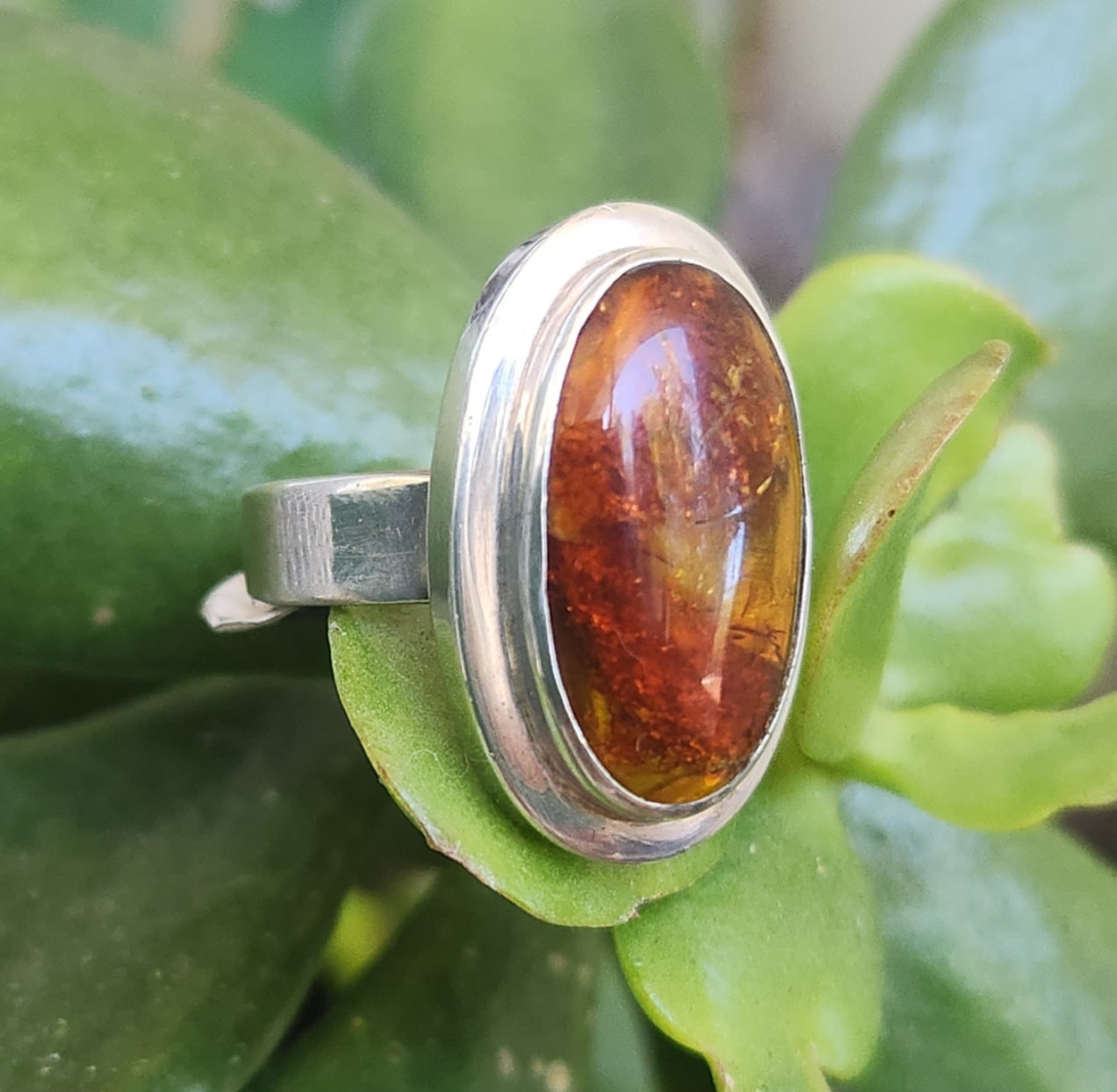 Amber long ring,925 sterling silver, boho,shic minimalist ,new age handmade,large