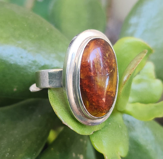 Amber long ring,925 sterling silver, boho,shic minimalist ,new age handmade,large