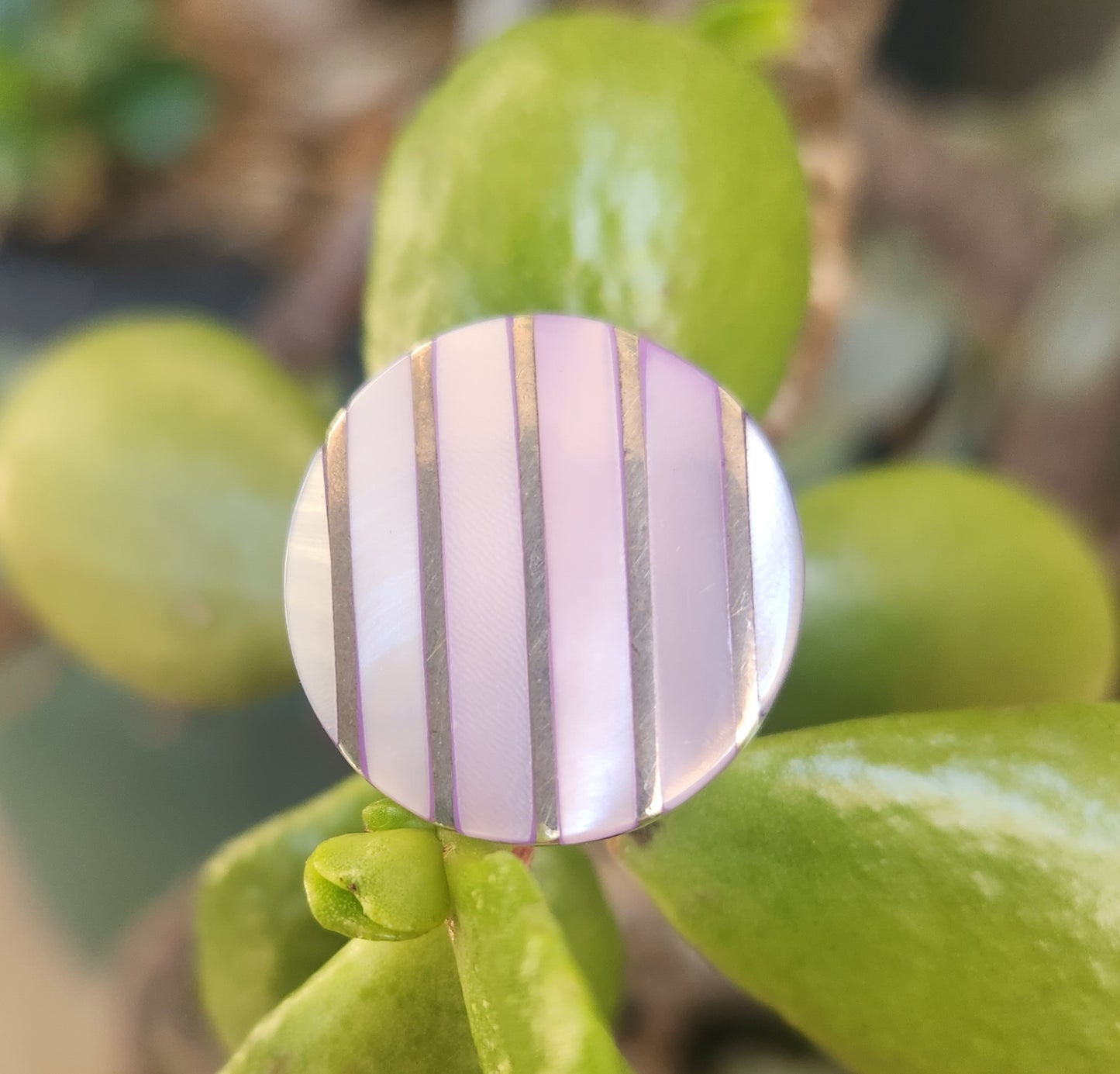 Large round inlay ring,925 sterling silver,black acrylic mosaic