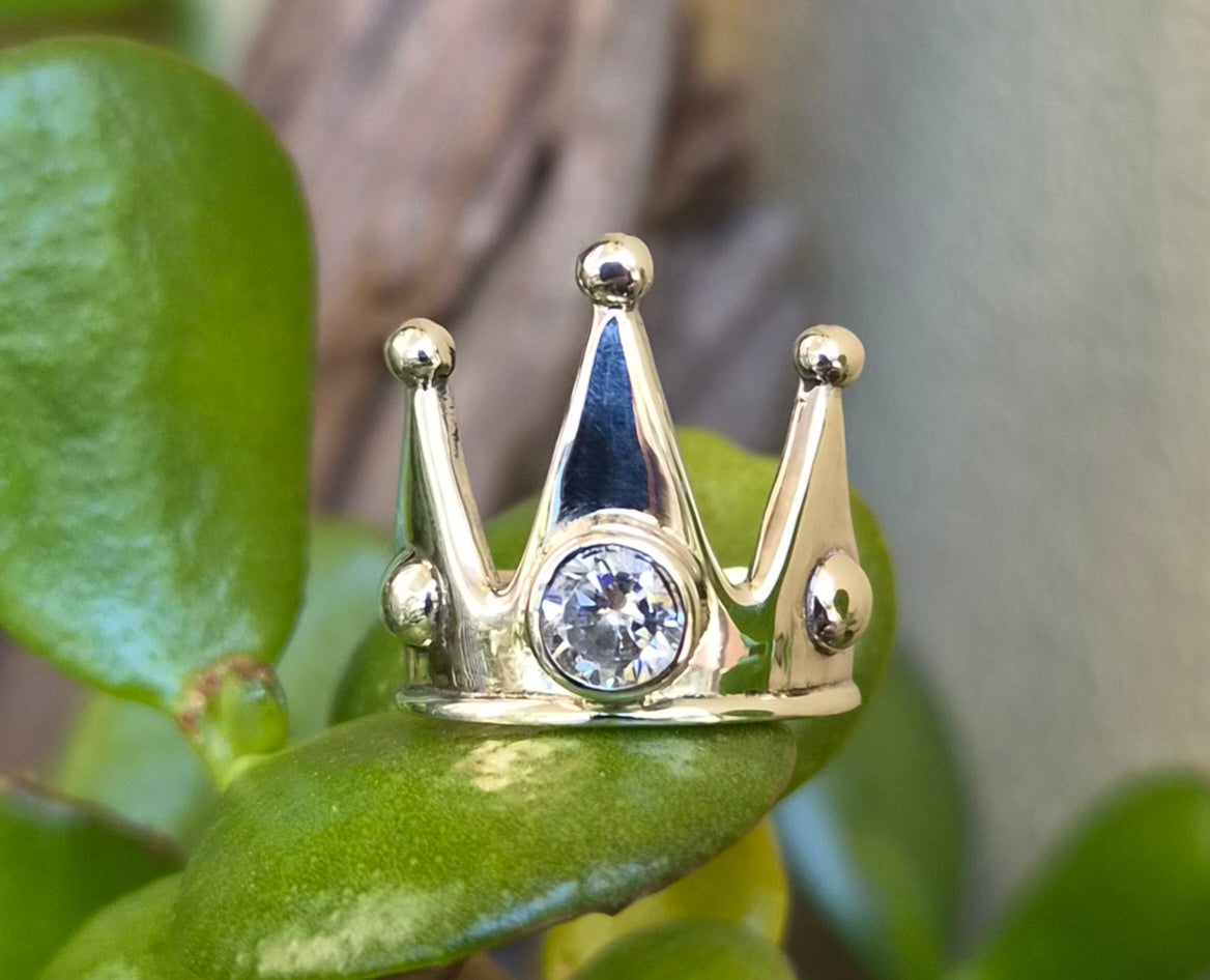 Silver cz crown ring,sterling silver ,handmade custom,long ring,handmade,boho,unisex