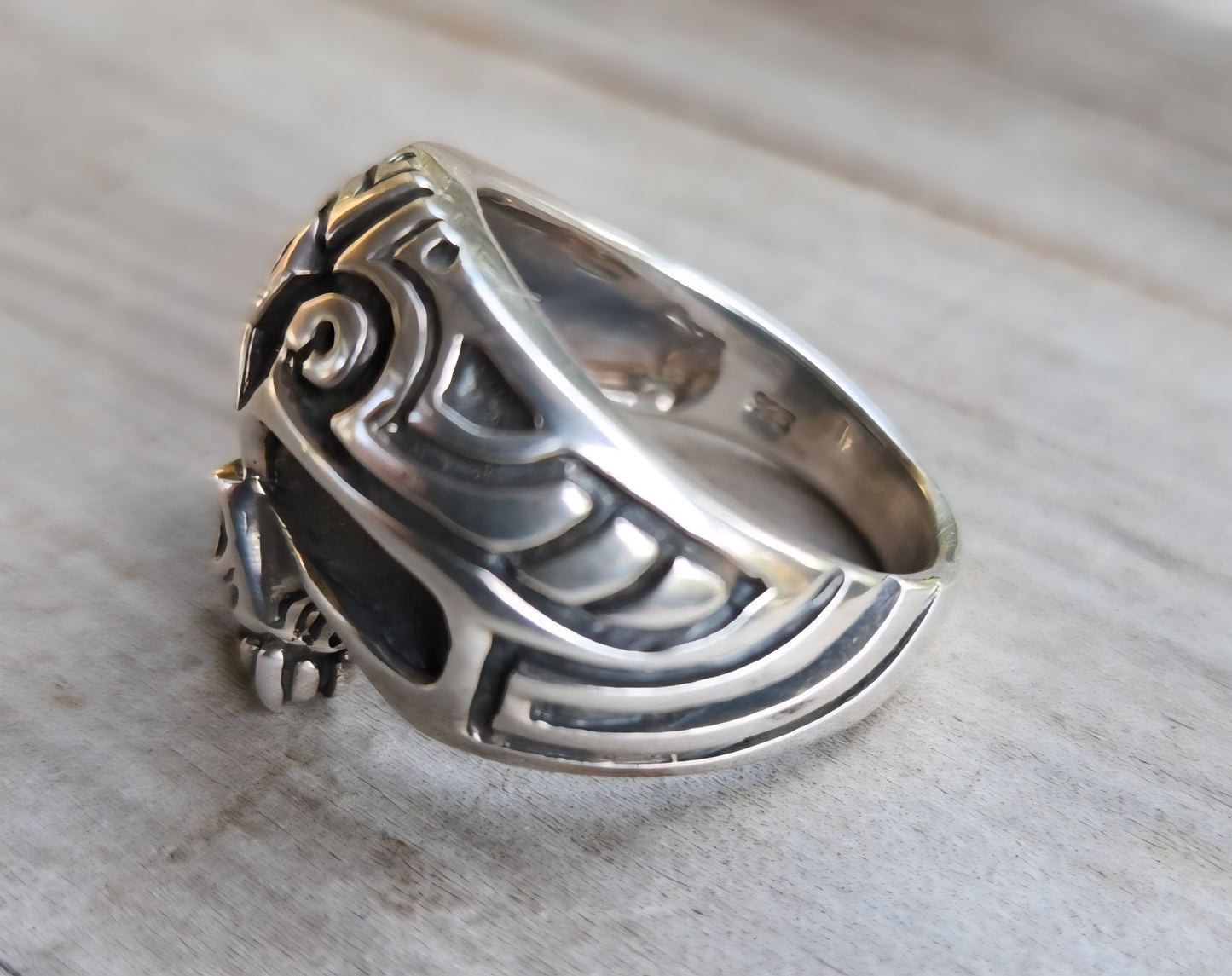 skull ring,925 sterling silver,tribal skull steampunk gothic punk, pirate,handmade,Celtic,skeleton,