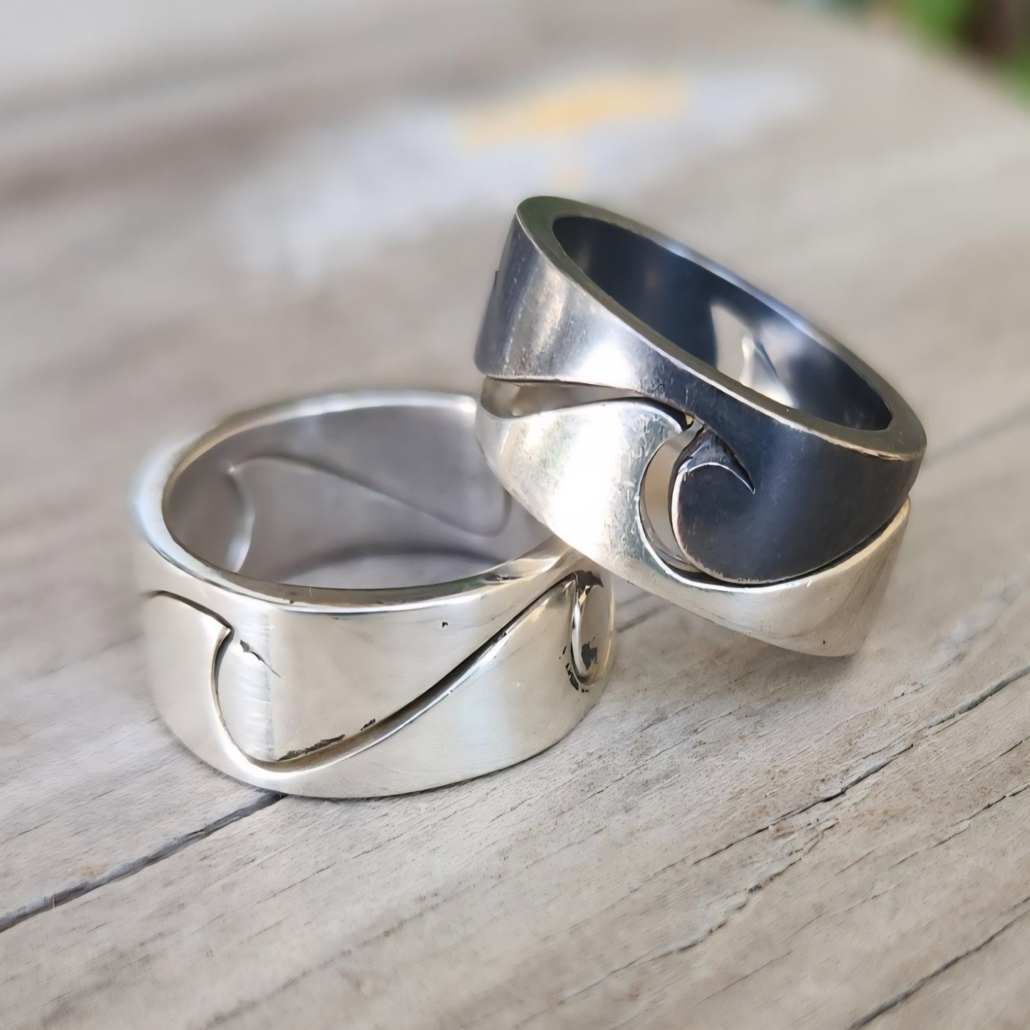 Wave Surf puzzel ring,925 sterling silver,ocean sea wedding ring