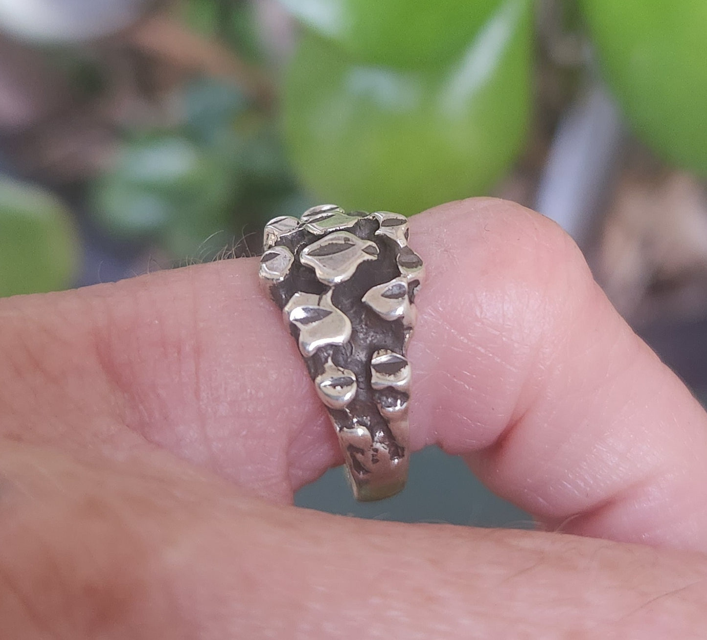 Small Nugget hammered ring,925 Sterling silver,rustic band