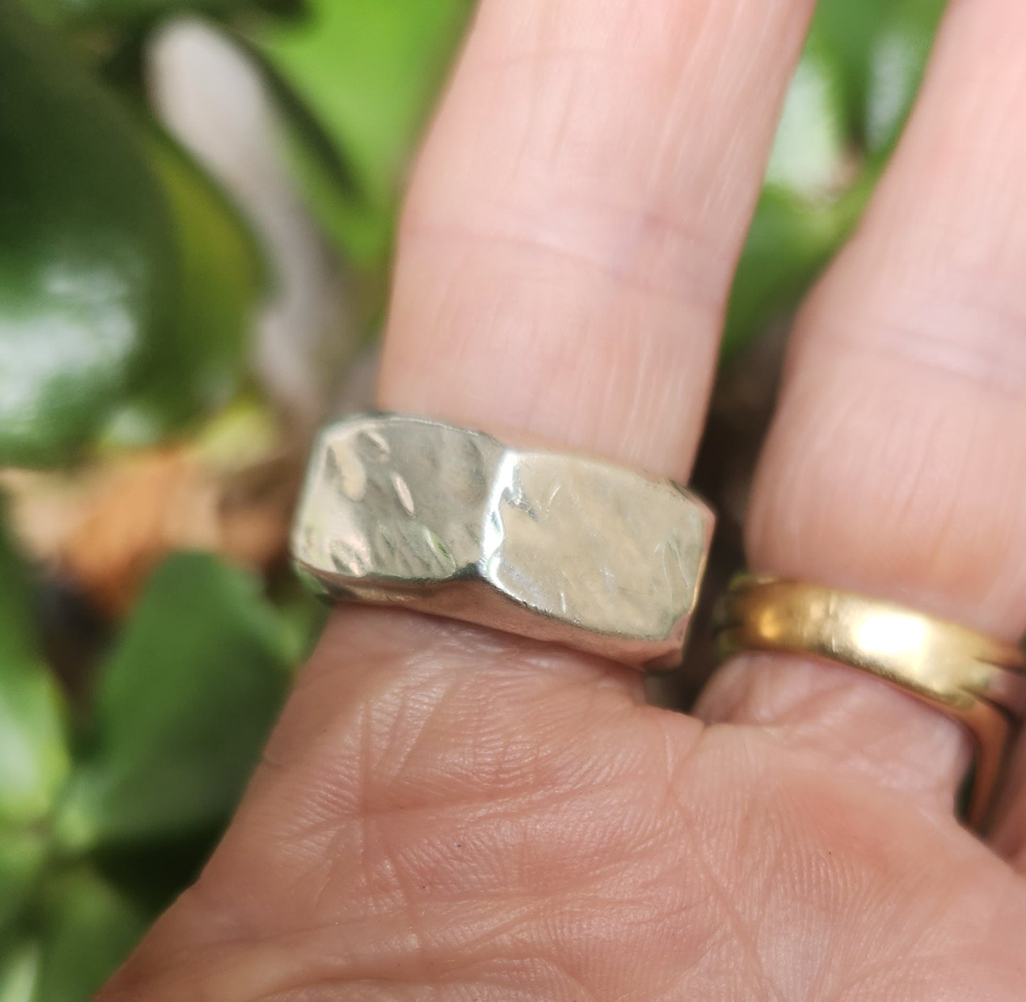 Hexagonal heavy band,solid sterling silver,30gms rustic nut  handmade ring,unisex  wedding ring,heavy band,industrial,