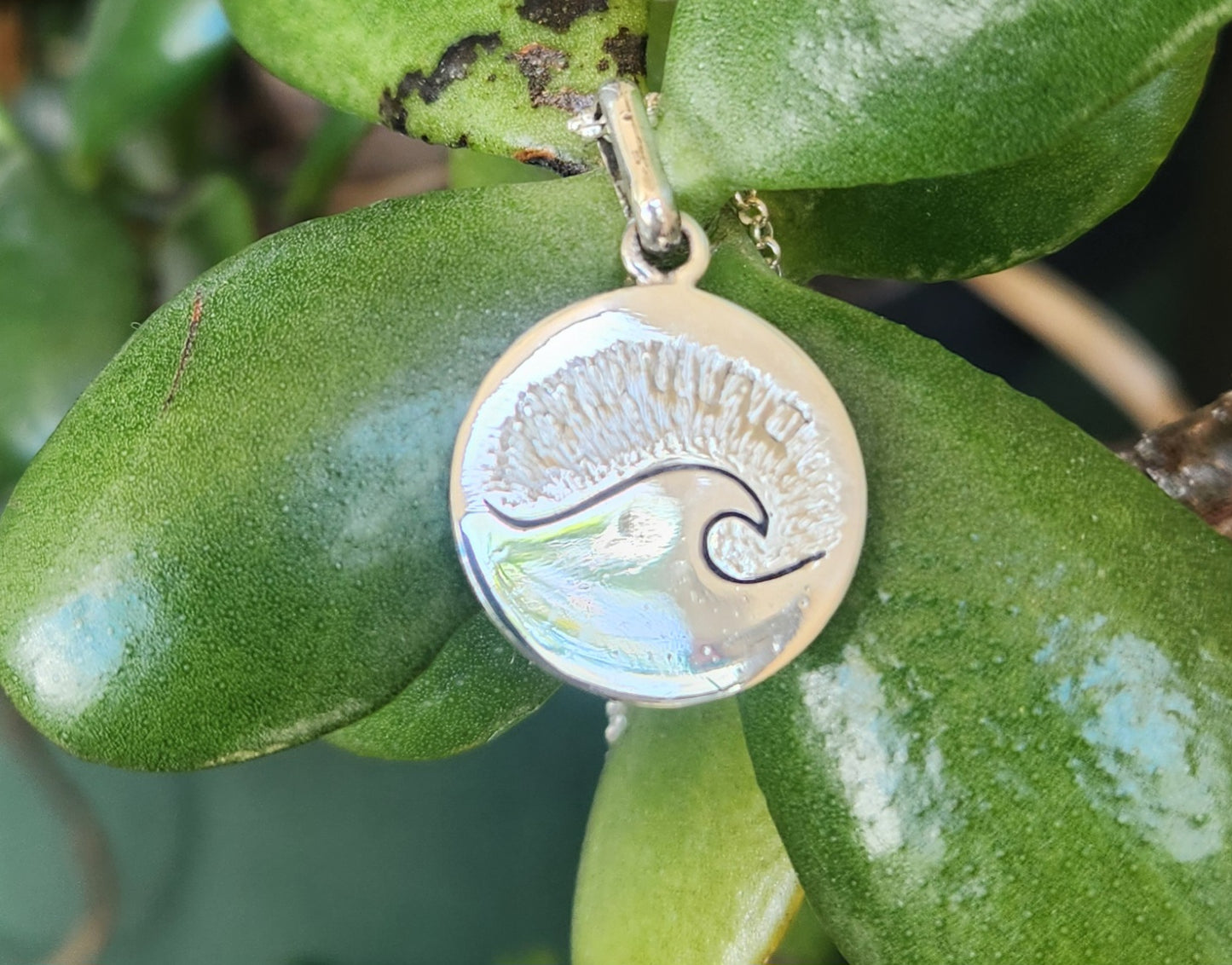 Wave pendant,sterling silver medallion,surfer,surf pendant,sailor,diver, wave,surfer,surf,beach jewelry,handmade,