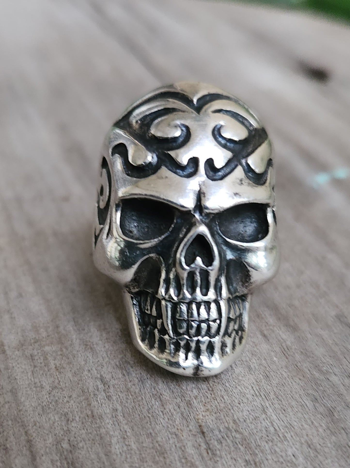 Large skull ring,925 sterling silver,long tribal skull,steampunk gothic punk,handmade,Celtic,skeleton,