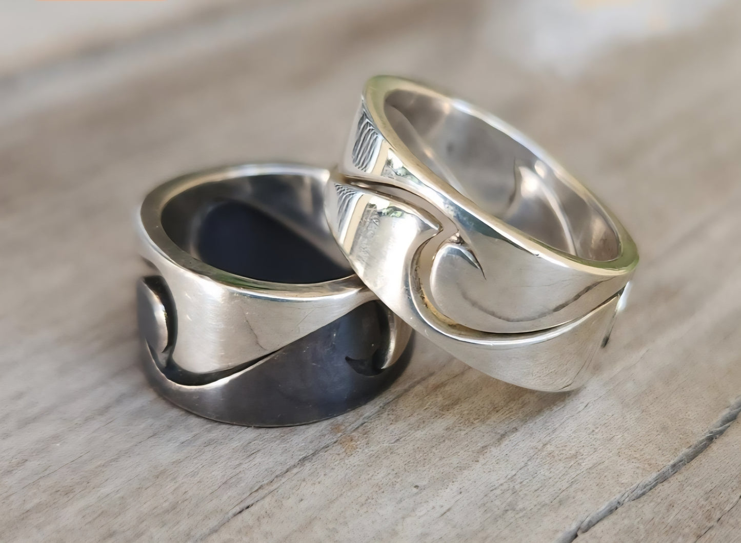 Wave Surf puzzel ring,925 sterling silver,ocean sea wedding ring