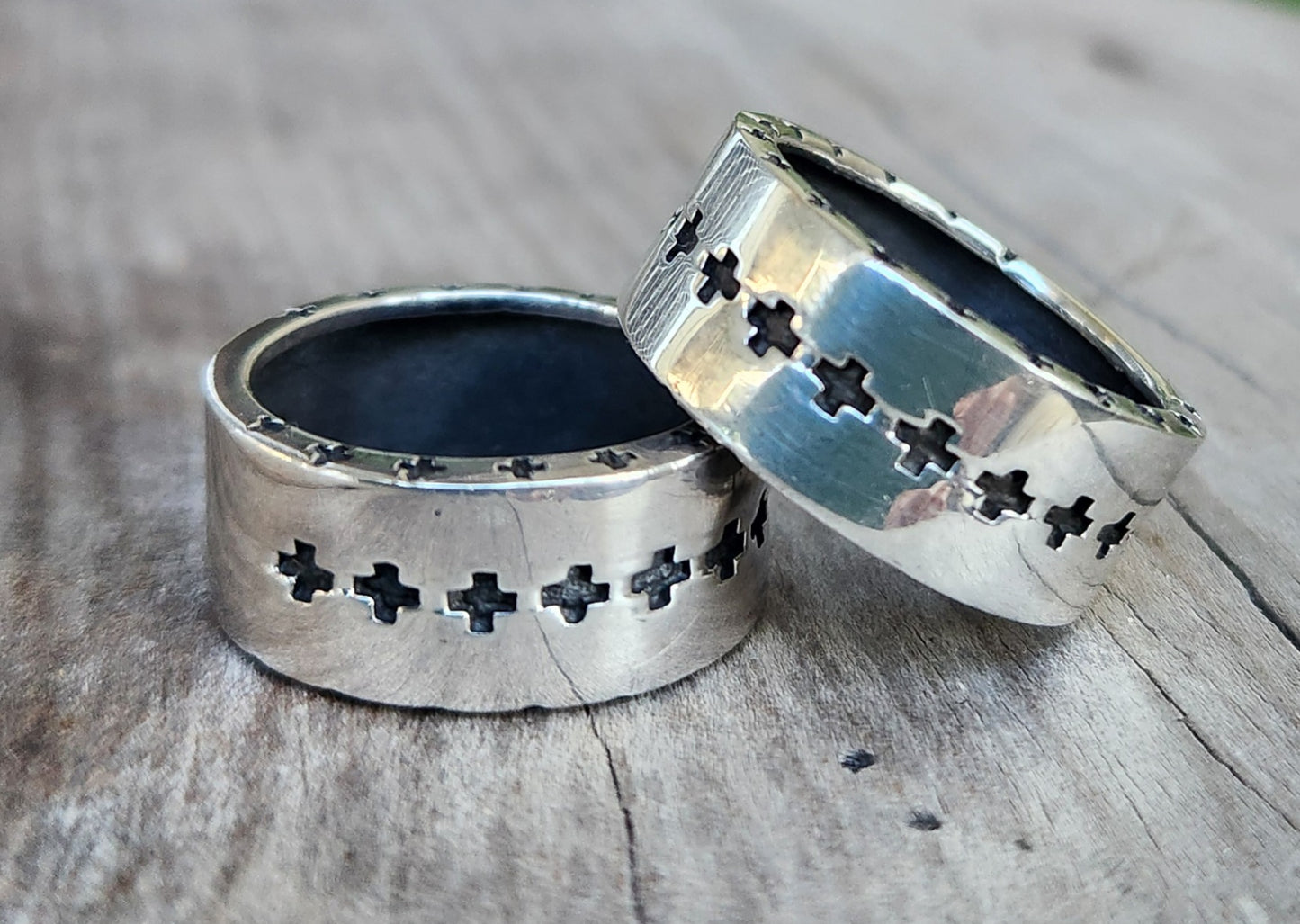 Silver cross ring,925  sterling silver, 10mm wide band even sided cross ring,unisex wedding band, steampunk gothic punk